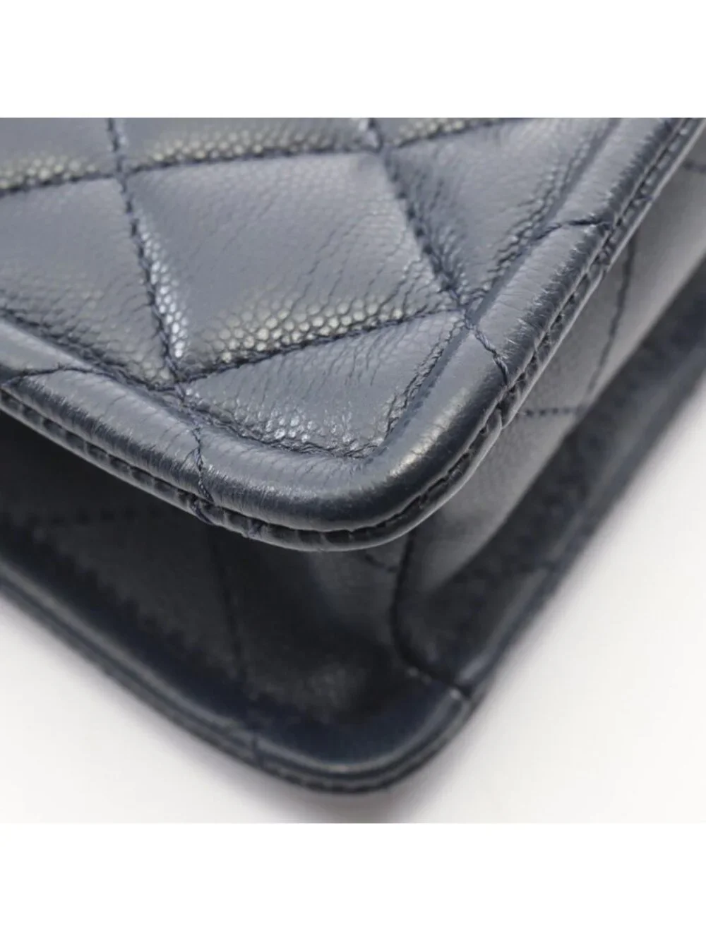 Chanel Shoulder Bag Quilted Navy Lambskin Small Chain